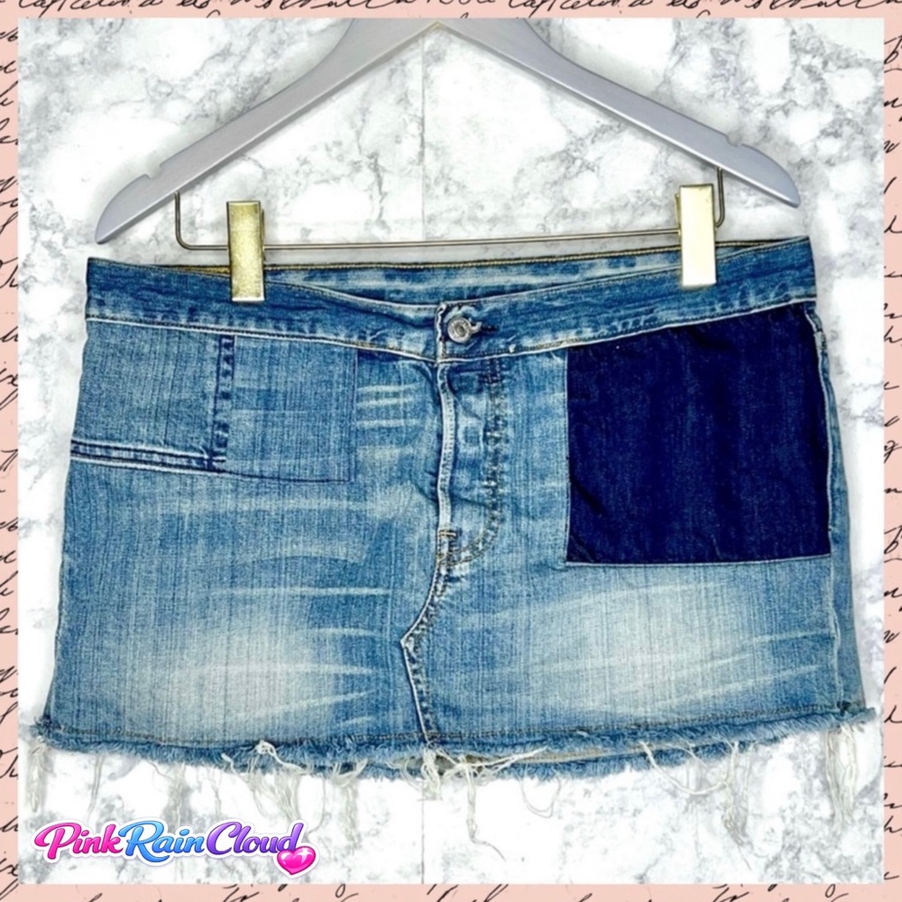 Levi’s 501 Button Fly Patchwork Frayed Raw Hem De… - image 1